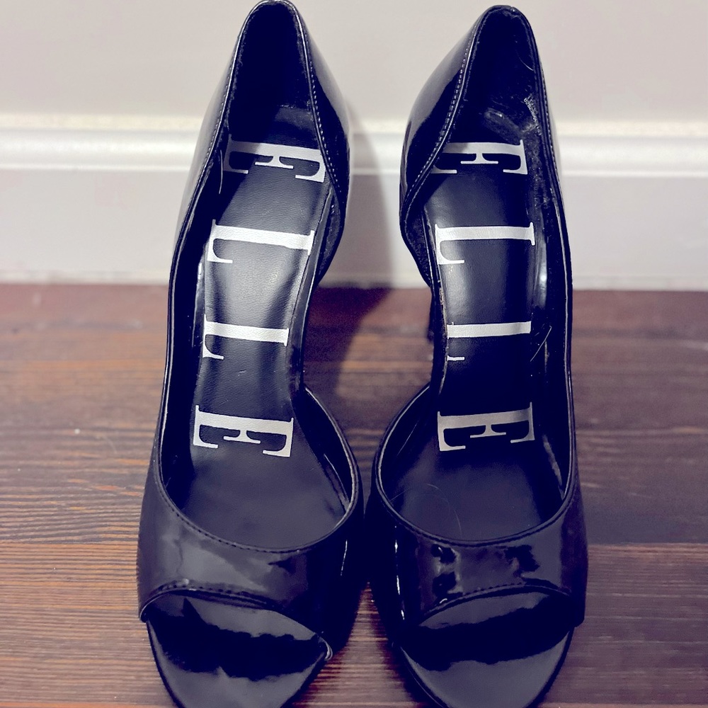 Elle black open toe heels- size 8